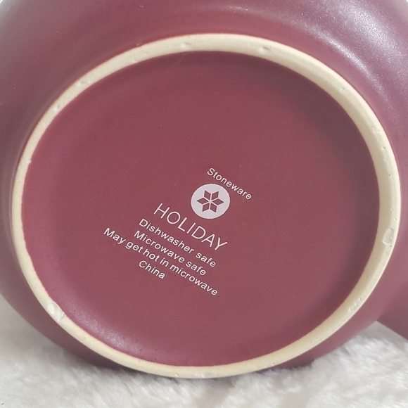 Holiday Stoneware Burgandy Maroon Early Bird XLarge Soup Coffee Cup Mug 16 Oz - Picture 9 of 9